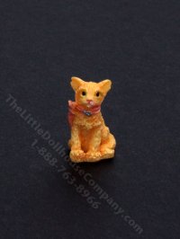 Dollhouse Scale Model Orange Cat with Bow (image for) Dollhouse Scale Model Orange Cat with Bow
