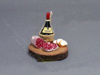 Miniature Round Wine and Meat Board for Dollhouses (image for) Miniature Round Wine and Meat Board for Dollhouses