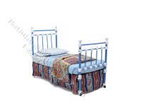 Miniature Wrought Iron Twin/Single Bed for Dollhouses - Blue (image for) Miniature Wrought Iron Twin/Single Bed for Dollhouses - Blue