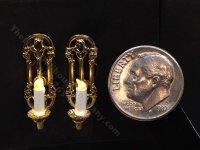 1:24 Scale Miniature 3V Pair of Candle Sconces for Dollhouses (image for) 1:24 Scale Miniature 3V Pair of Candle Sconces for Dollhouses