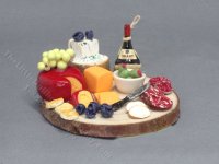 Miniature Round Charcuterie and Wine Board for Dollhouses (image for) Miniature Round Charcuterie and Wine Board for Dollhouses