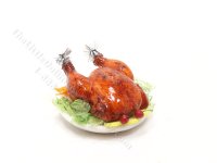 Miniature Roast Chicken Platter for Dollhouses (image for) Miniature Roast Chicken Platter for Dollhouses