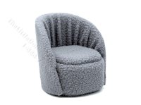 Miniature Faux Sherpa Round Chair for Dollhouses - Grey (image for) Miniature Faux Sherpa Round Chair for Dollhouses - Grey