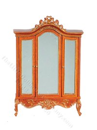 Miniature American Late Victorian Walnut Wardrobe for Dollhouses (image for) Miniature American Late Victorian Walnut Wardrobe for Dollhouses