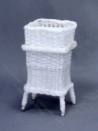 Miniature White Wicker Planter for Dollhouses (image for) Miniature White Wicker Planter for Dollhouses
