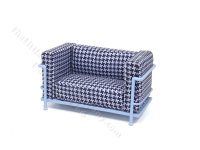 Miniature Modern Le Corbusier Petit Lounge Sofa in Blue Houndstooth by PRD Miniatures (image for) Miniature Modern Le Corbusier Petit Lounge Sofa in Blue Houndstooth by PRD Miniatures