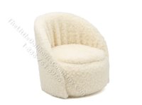 Miniature Faux Sherpa Round Chair for Dollhouses - White (image for) Miniature Faux Sherpa Round Chair for Dollhouses - White