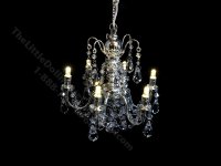 Miniature Battery Operated 6-Arm Silver Crystal Chandelier with Wand (image for) Miniature Battery Operated 6-Arm Silver Crystal Chandelier with Wand