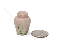 As Is Vintage Miniature Pink Lustre Jar with Lid for Dollhouses (image for) As Is Vintage Miniature Pink Lustre Jar with Lid for Dollhouses