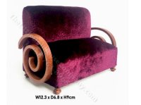 Miniature Art Deco Red Settee for Dollhouses (image for) Miniature Art Deco Red Settee for Dollhouses
