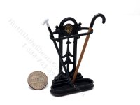 Miniature Hallway/Umbrella Stand with Canes Set for Dollhouses - Black (image for) Miniature Hallway/Umbrella Stand with Canes Set for Dollhouses - Black