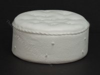 Miniature Tufted White Leather Ottoman (image for) Miniature Tufted White Leather Ottoman