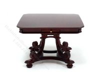 Miniature Square Top Carved Table for Dollhouses - Mahogany (image for) Miniature Square Top Carved Table for Dollhouses - Mahogany