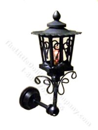 Miniature Black Up-Arm Coach Lamp for Dollhouses (image for) Miniature Black Up-Arm Coach Lamp for Dollhouses