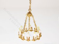 1:48 Scale Miniature 3V Chandelier for Dollhouses - Gold (image for) 1:48 Scale Miniature 3V Chandelier for Dollhouses - Gold