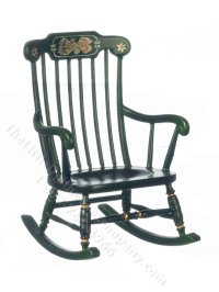 Miniature Cape Cod Rocker for Dollhouses - Green (image for) Miniature Cape Cod Rocker for Dollhouses - Green