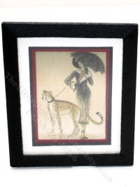 Miniature Framed Print of Woman in Fur Coat with a Cheetah (image for) Miniature Framed Print of Woman in Fur Coat with a Cheetah