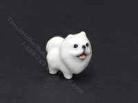 Miniature Porcelain Pomeranian Dog for Dollhouses - White (image for) Miniature Porcelain Pomeranian Dog for Dollhouses - White