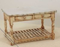 Miniature Country Style Table w/Metal Top for Dollhouses (image for) Miniature Country Style Table w/Metal Top for Dollhouses