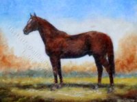 Miniature Chestnut Horse Painting by Larry Morganti (image for) Miniature Chestnut Horse Painting by Larry Morganti