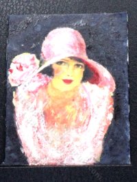 Miniature Woman in Pink Painting by Larry Morganti (image for) Miniature Woman in Pink Painting by Larry Morganti