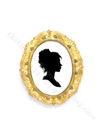 Miniature Hand-cut Lady's Silhouette in Large Ornate Gold Frame (image for) Miniature Hand-cut Lady's Silhouette in Large Ornate Gold Frame