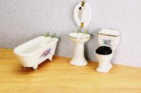 Four Piece Bathroom Set for Dollhouses (image for) Four Piece Bathroom Set for Dollhouses