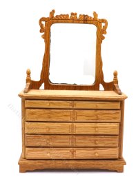 Miniature As-Is Oak Dresser with Mirror (image for) Miniature As-Is Oak Dresser with Mirror
