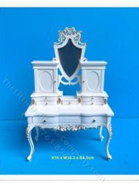 Miniature Art Deco Dressing Table for Dollhouses - White (image for) Miniature Art Deco Dressing Table for Dollhouses - White