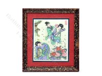 Vintage Signed Miniature Framed Art Print "Peony Pavilion" for Dollhouses (image for) Vintage Signed Miniature Framed Art Print "Peony Pavilion" for Dollhouses