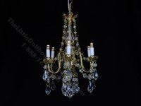 Miniature Battery Operated 6-Arm Brass Crystal Column Chandelier with Wand (image for) Miniature Battery Operated 6-Arm Brass Crystal Column Chandelier with Wand