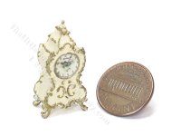 Miniature French Rococo Style Table/Mantel Clock - Off White (image for) Miniature French Rococo Style Table/Mantel Clock - Off White