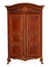 Miniature Walnut French Chateau Wardrobe for Dollhouses (image for) Miniature Walnut French Chateau Wardrobe for Dollhouses