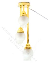 Dollhouse Scale Model 3 Ceiling Light with Frosted Floral Shade (image for) Dollhouse Scale Model 3 Ceiling Light with Frosted Floral Shade