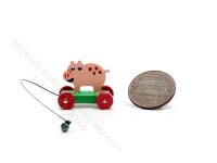 Miniature Pig Pull Toy by Keenderson for Dollhouses (image for) Miniature Pig Pull Toy by Keenderson for Dollhouses