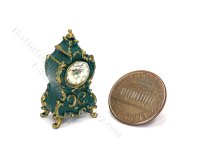 Miniature French Rococo Style Table/Mantel Clock - Green (image for) Miniature French Rococo Style Table/Mantel Clock - Green