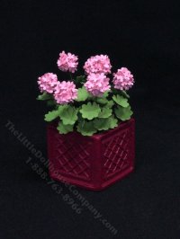 Miniature Pink Geraniums in Milk Crate by Mini Creations by Judy (image for) Miniature Pink Geraniums in Milk Crate by Mini Creations by Judy