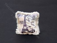 Miniature Pink Paris Pillow with Fringe Edging (image for) Miniature Pink Paris Pillow with Fringe Edging