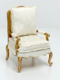 Miniature Louis XV White and Gold Armchair by Judith Blondell (image for) Miniature Louis XV White and Gold Armchair by Judith Blondell