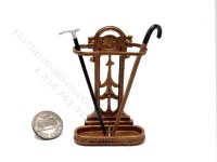 Miniature Hallway/Umbrella Stand with Canes Set for Dollhouses - Bronze (image for) Miniature Hallway/Umbrella Stand with Canes Set for Dollhouses - Bronze