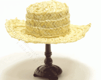 Miniature Round Straw Hat With Flat Top (image for) Miniature Round Straw Hat With Flat Top