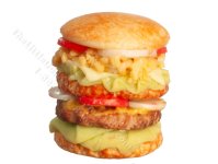 Miniature Double Cheeseburger for Dollhouses (image for) Miniature Double Cheeseburger for Dollhouses