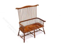 Miniature Country Style Windsor Walnut Settee for Dollhouses (image for) Miniature Country Style Windsor Walnut Settee for Dollhouses