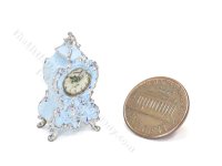 Miniature French Rococo Style Table/Mantel Clock - Blue (image for) Miniature French Rococo Style Table/Mantel Clock - Blue