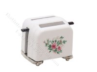Miniature Toaster for Dollhouses - White/Roses (image for) Miniature Toaster for Dollhouses - White/Roses