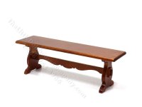 Miniature Walnut Trestle Bench for Dollhouses (image for) Miniature Walnut Trestle Bench for Dollhouses