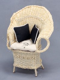 Miniature Natural Wicker Peacock Chair for Dollhouses (image for) Miniature Natural Wicker Peacock Chair for Dollhouses