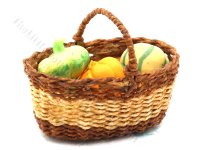 Dollhouse Miniature Basket of Gourds (image for) Dollhouse Miniature Basket of Gourds