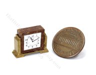 Miniature Art Deco Style Marble Mantel Clock - Brown & Gold (image for) Miniature Art Deco Style Marble Mantel Clock - Brown & Gold