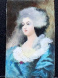Miniature Woman in Blue Painting by Larry Morganti (image for) Miniature Woman in Blue Painting by Larry Morganti